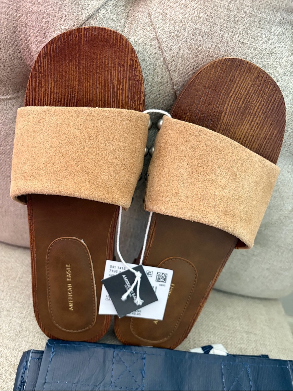 American Eagle Outfitters Brown Suede Slide Sandals